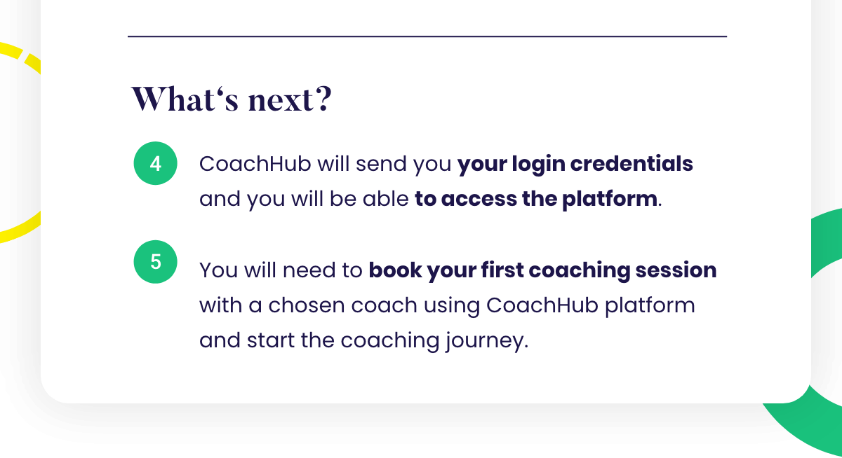 What Next? You will need to book your first session